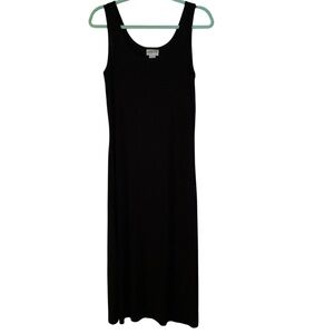 Chico’s Travelers Sleeveless Midi Tank Dress Size 1 (M) Black Classic EUC slinky
